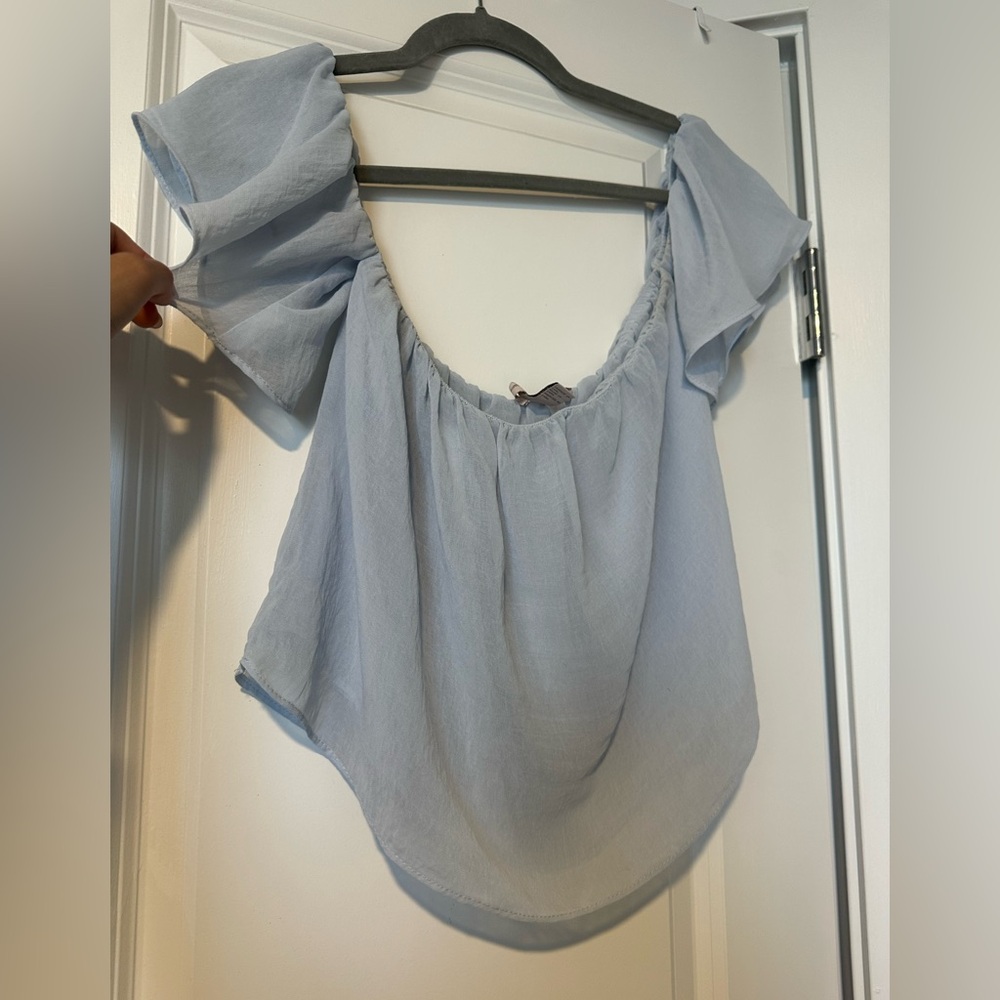 Light Blue Off-Shoulder Top